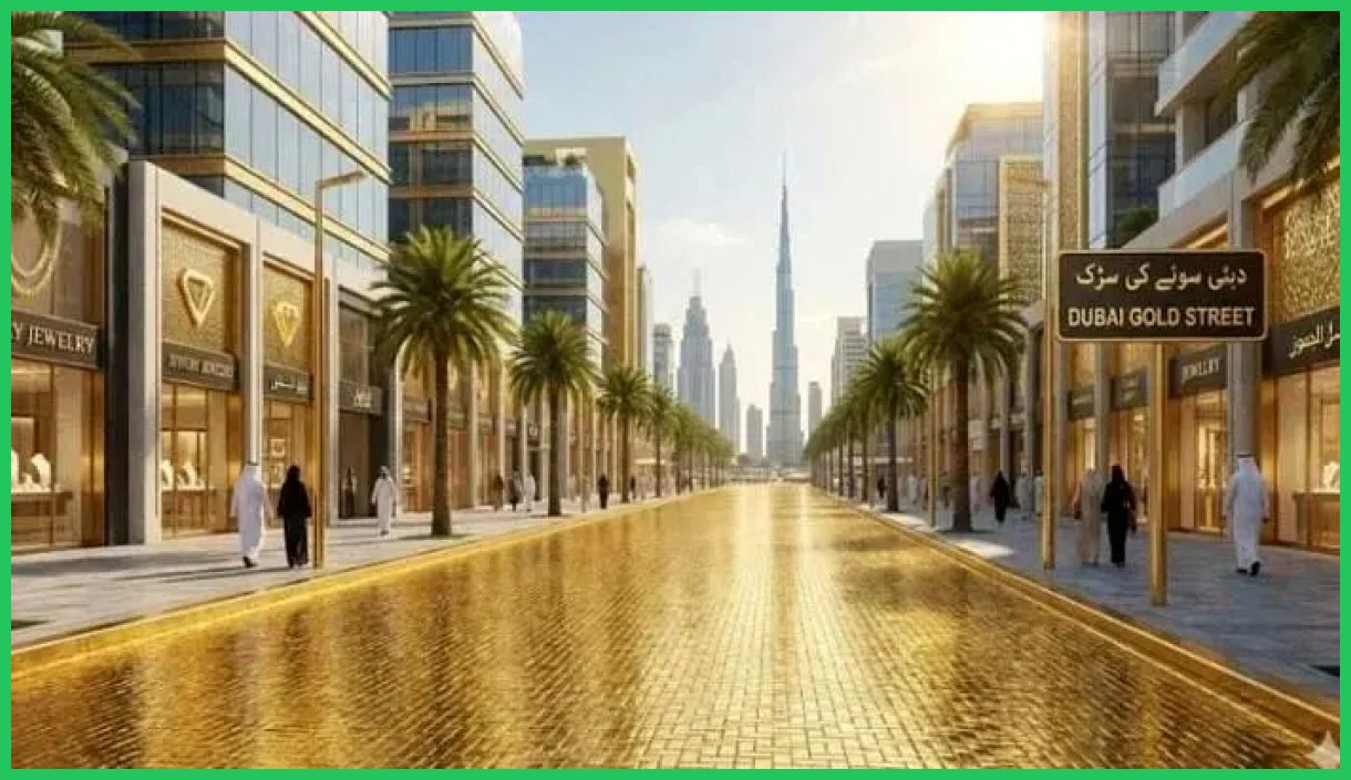 دبی خیابانی با سنگفرش طلا می‌سازد!